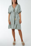Aztec Print Mini Dress with Tassels For Women  - Dropwear