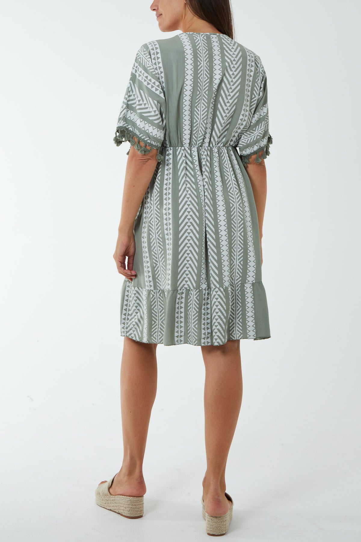 Aztec Print Mini Dress with Tassels For Women  - Dropwear