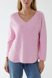 Khaki Raw Edge V-Neck Jumper For Women ONE SIZE - Dropwear