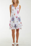 Floral Double Layer Sleeveless Dress For Women  - Dropwear