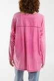 Hot Pink Flocking Double Star Top For Women ONE SIZE - Dropwear