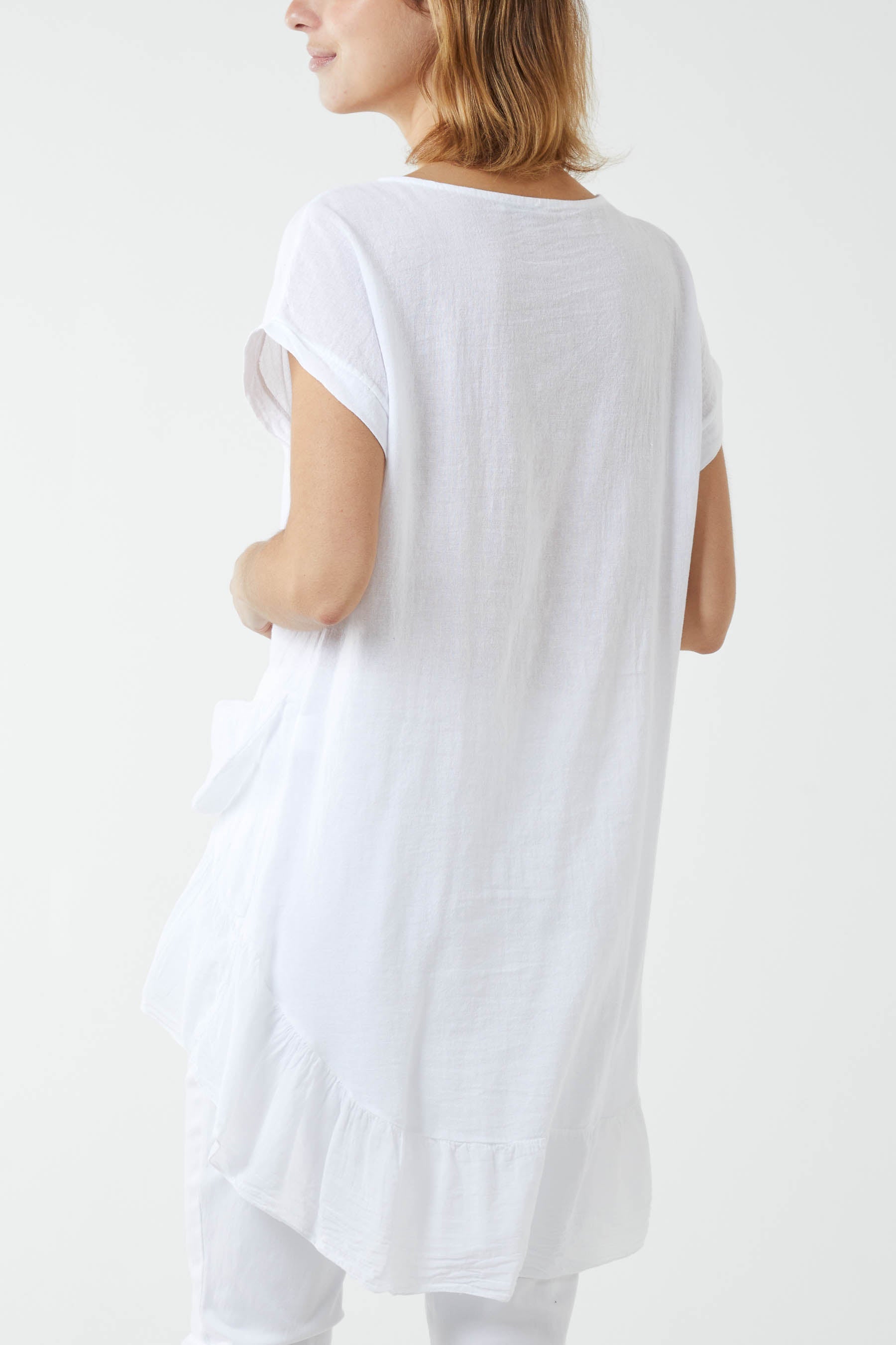 Black Oversized Dip Hem Cotton Blouse For Women ONE SIZE - Dropwear