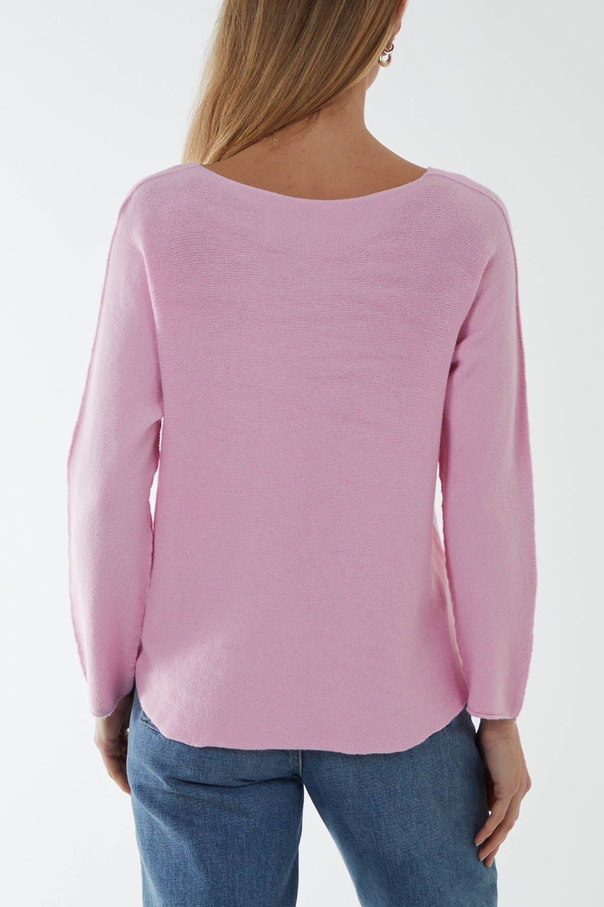 Royal Blue Raw Edge V-Neck Jumper For Women ONE SIZE - Dropwear