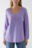 Pink Raw Edge V-Neck Jumper For Women ONE SIZE - Dropwear