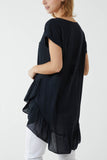 Khaki Oversized Dip Hem Cotton Blouse For Women ONE SIZE - Dropwear