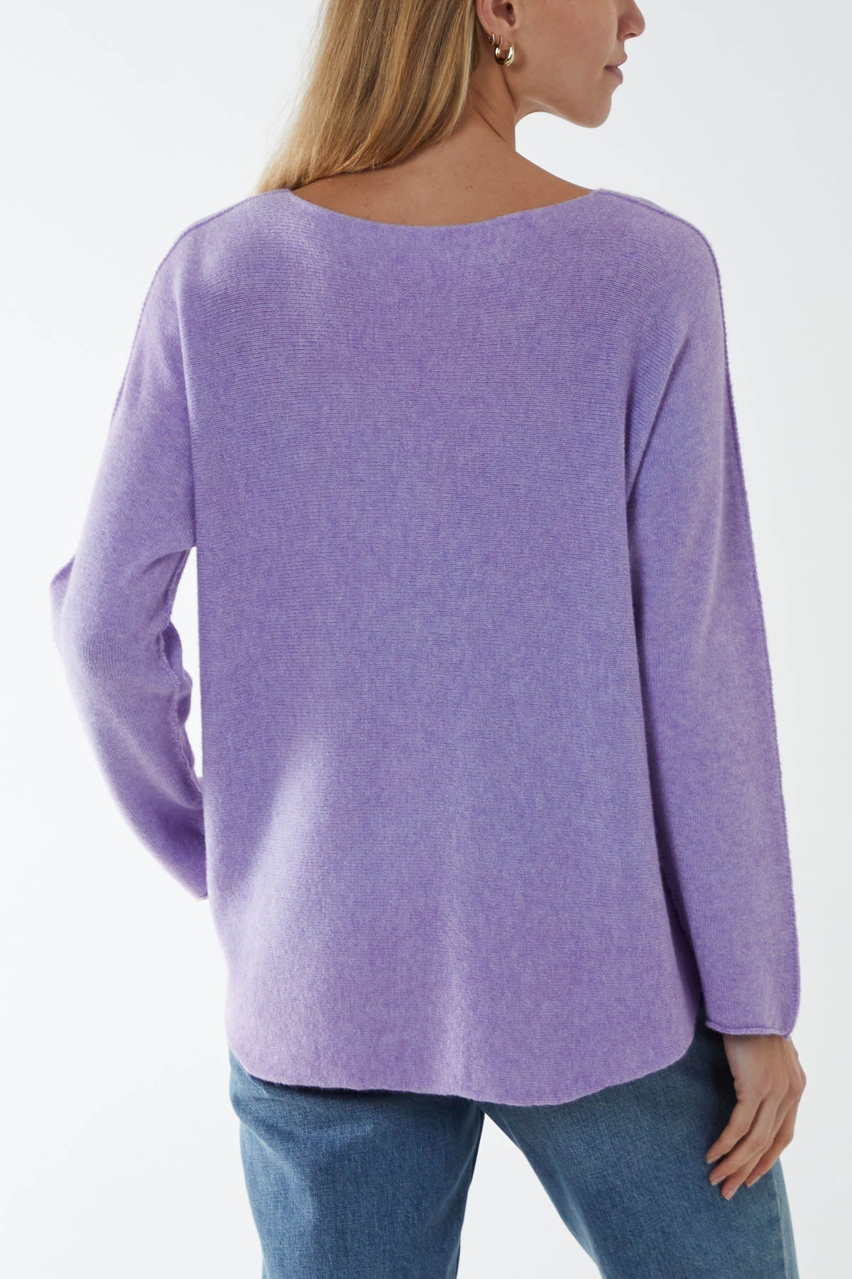 Brown Raw Edge V-Neck Jumper For Women ONE SIZE - Dropwear
