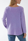 Brown Raw Edge V-Neck Jumper For Women ONE SIZE - Dropwear