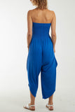 Shirred Top Asymmetric Hem Strapless Jumpsuit For Women  - Dropwear