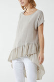 Hot Pink Oversized Dip Hem Cotton Blouse For Women ONE SIZE - Dropwear