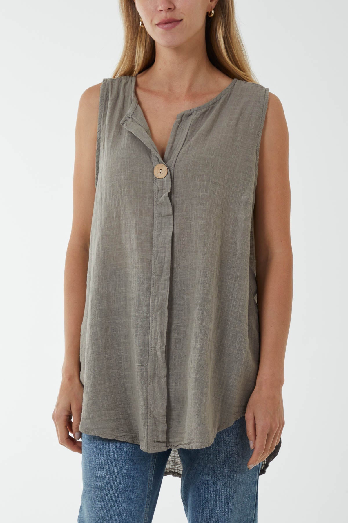 Orange Oversized Sleeveless V-Neck  Top For Women ONE SIZE - Dropwear