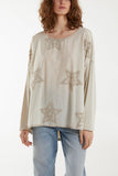 Apple Green Flocking Double Star Top For Women ONE SIZE - Dropwear