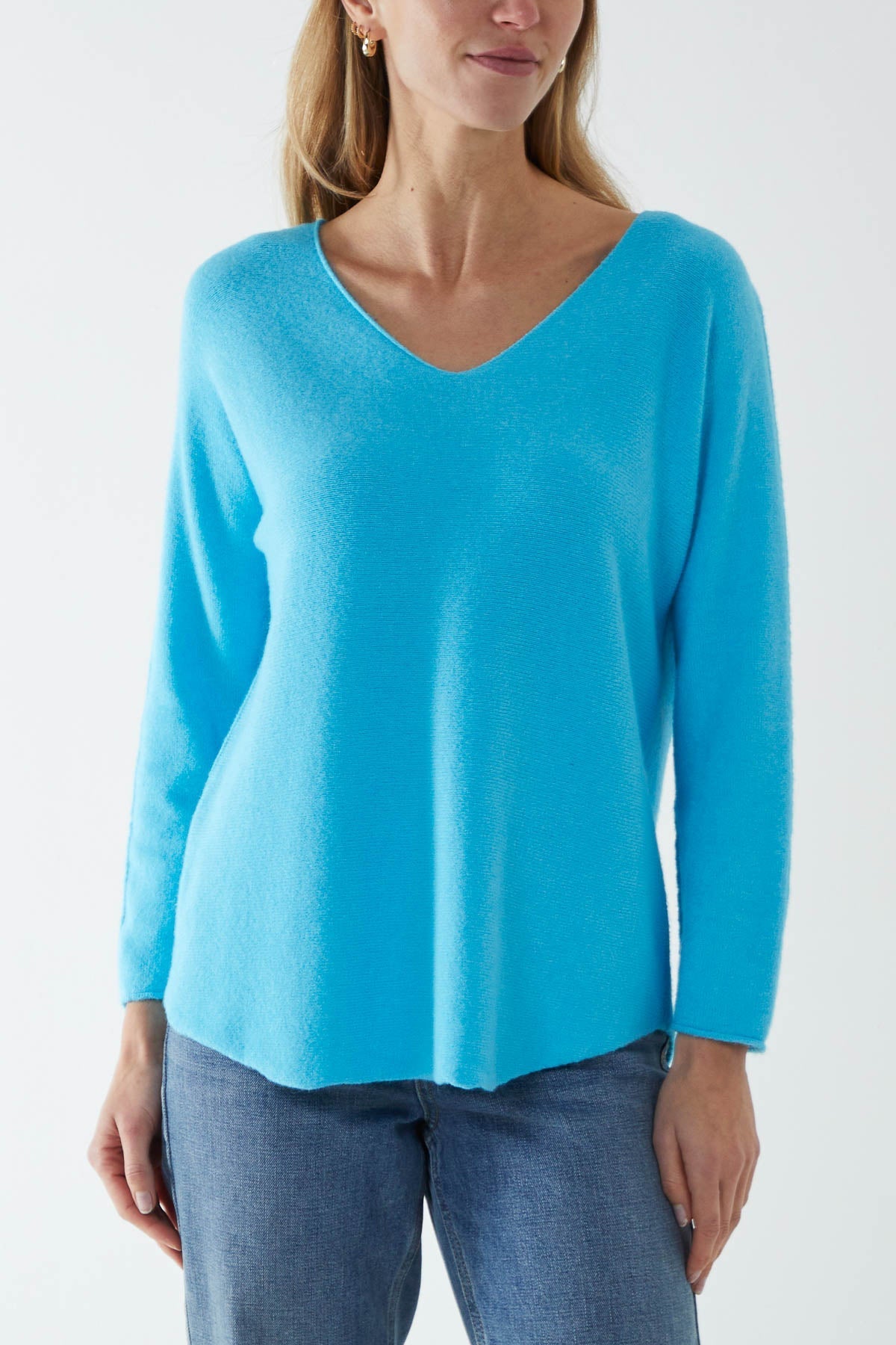 Camel Raw Edge V-Neck Jumper For Women ONE SIZE - Dropwear