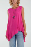 Sleeveless Asymmetric Frill Hem Necklace Top For Women  - Dropwear