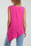 Sleeveless Asymmetric Frill Hem Necklace Top For Women  - Dropwear