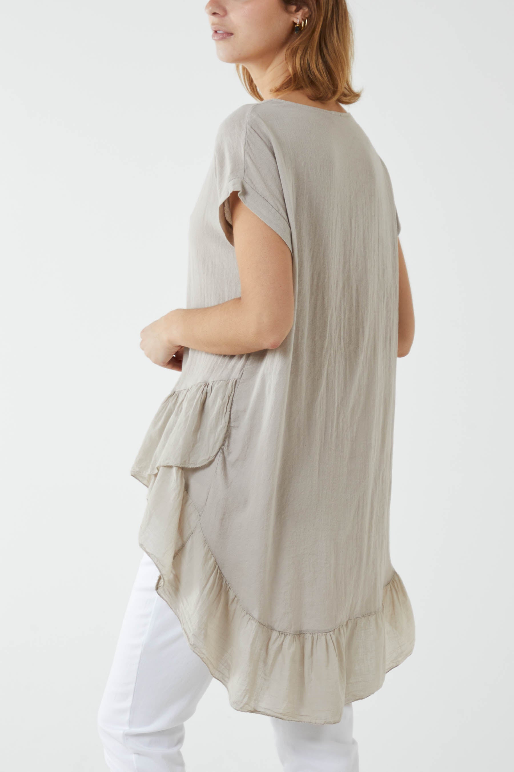 Lime Oversized Dip Hem Cotton Blouse For Women ONE SIZE - Dropwear