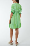 Apple Green Aztec Print Mini Dress with Tassels For Women ONE SIZE - Dropwear