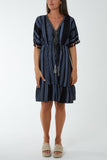 Aztec Print Mini Dress with Tassels For Women  - Dropwear
