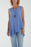 Fuchsia Sleeveless Asymmetric Frill Hem Necklace Top For Women ONE SIZE - Dropwear