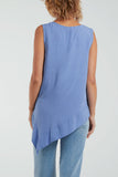 Blush Sleeveless Asymmetric Frill Hem Necklace Top For Women ONE SIZE - Dropwear