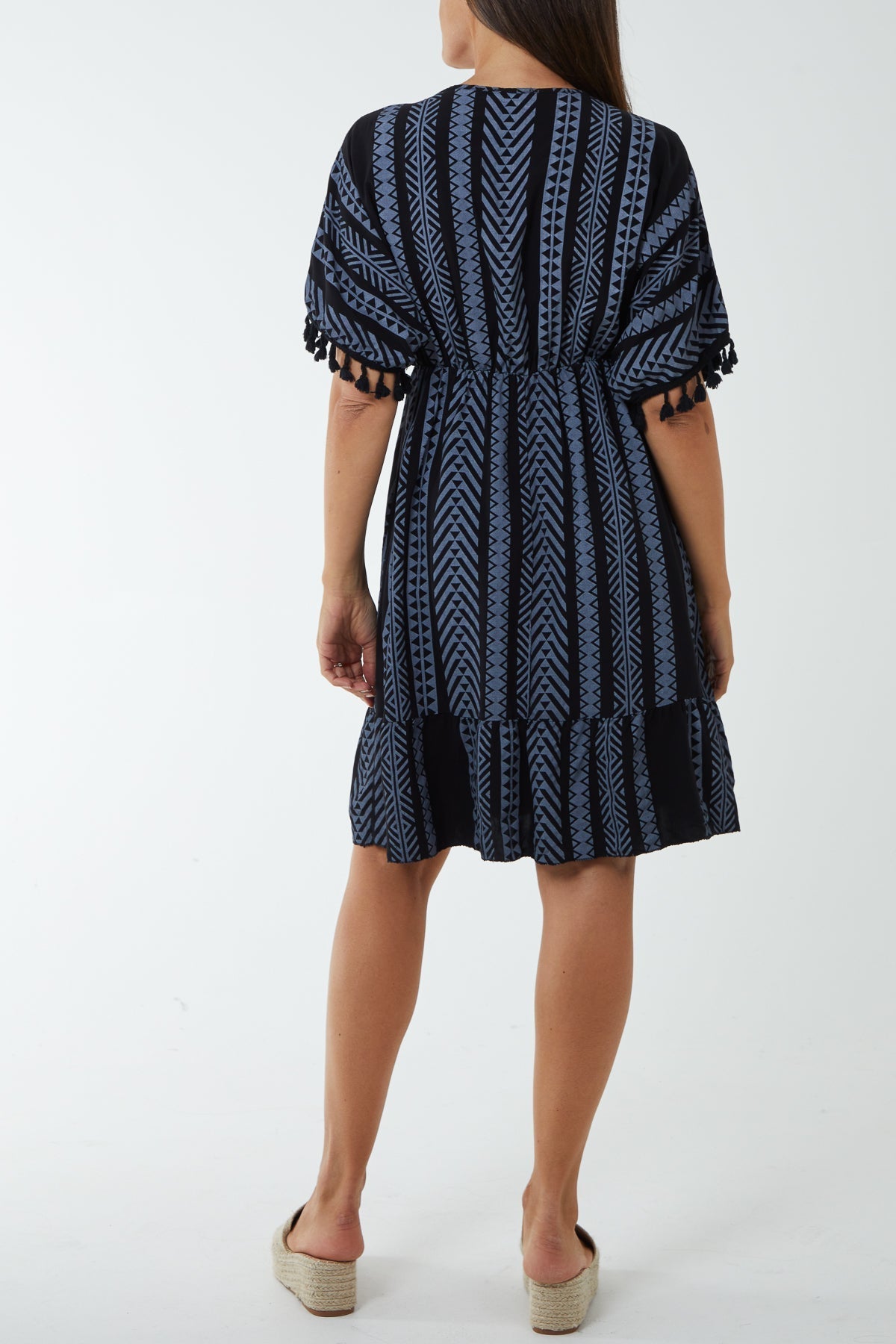 Aztec Print Mini Dress with Tassels For Women  - Dropwear
