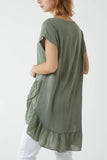 Lilac Oversized Dip Hem Cotton Blouse For Women ONE SIZE - Dropwear