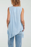 Black Sleeveless Asymmetric Frill Hem Necklace Top For Women ONE SIZE - Dropwear