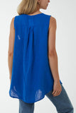 White Oversized Sleeveless V-Neck  Top For Women ONE SIZE - Dropwear