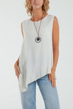 Mocha Sleeveless Asymmetric Frill Hem Necklace Top For Women ONE SIZE - Dropwear