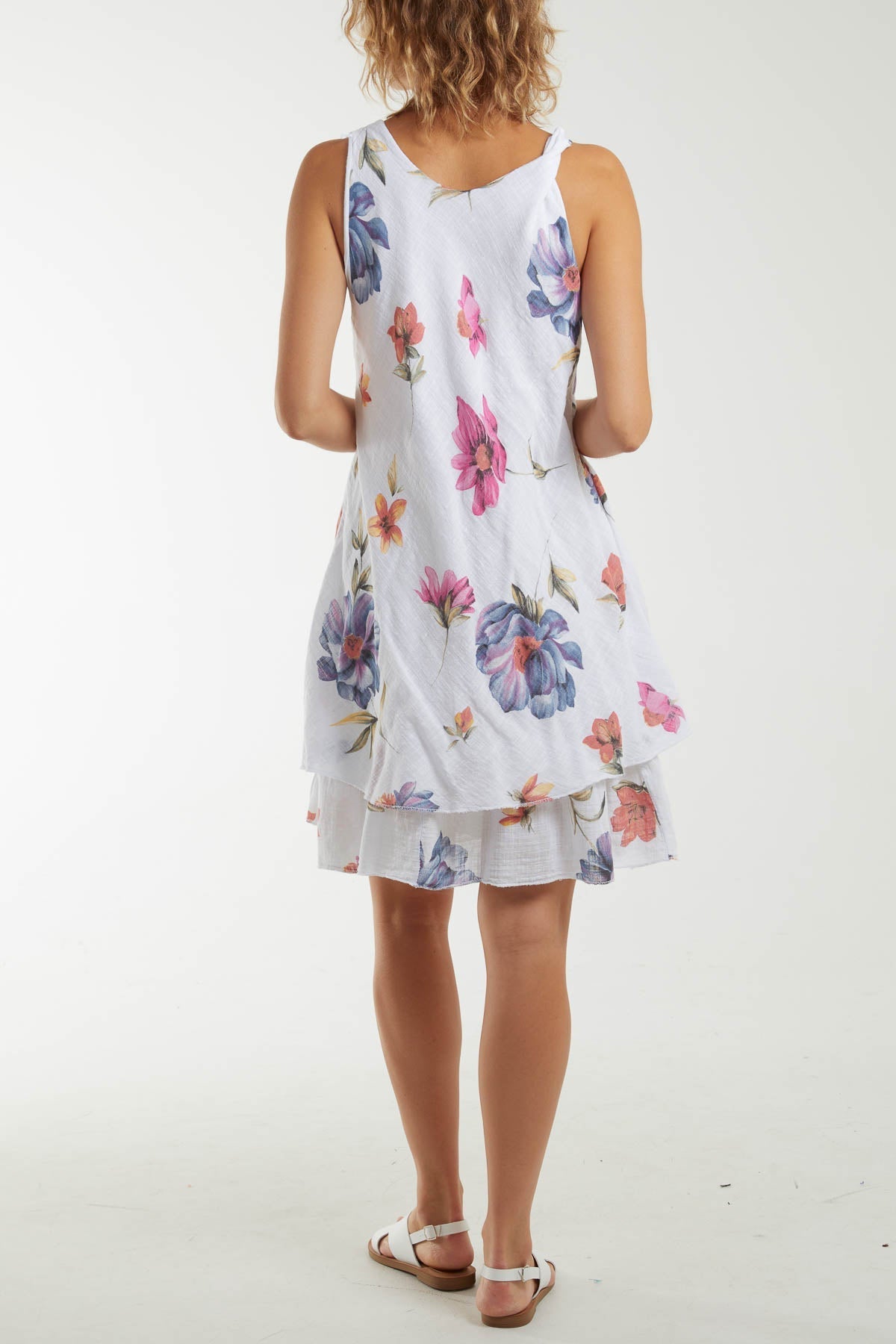 Floral Double Layer Sleeveless Dress For Women  - Dropwear