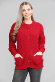 Stone Chunky Cable Knit Long Sleeve Cardigan For Women 12-14 - Dropwear