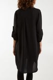Light Blue V-Neck Button Sleeve Long Top For Women ONE SIZE - Dropwear