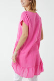Oversized Dip Hem Cotton Blouse For Women  - Dropwear