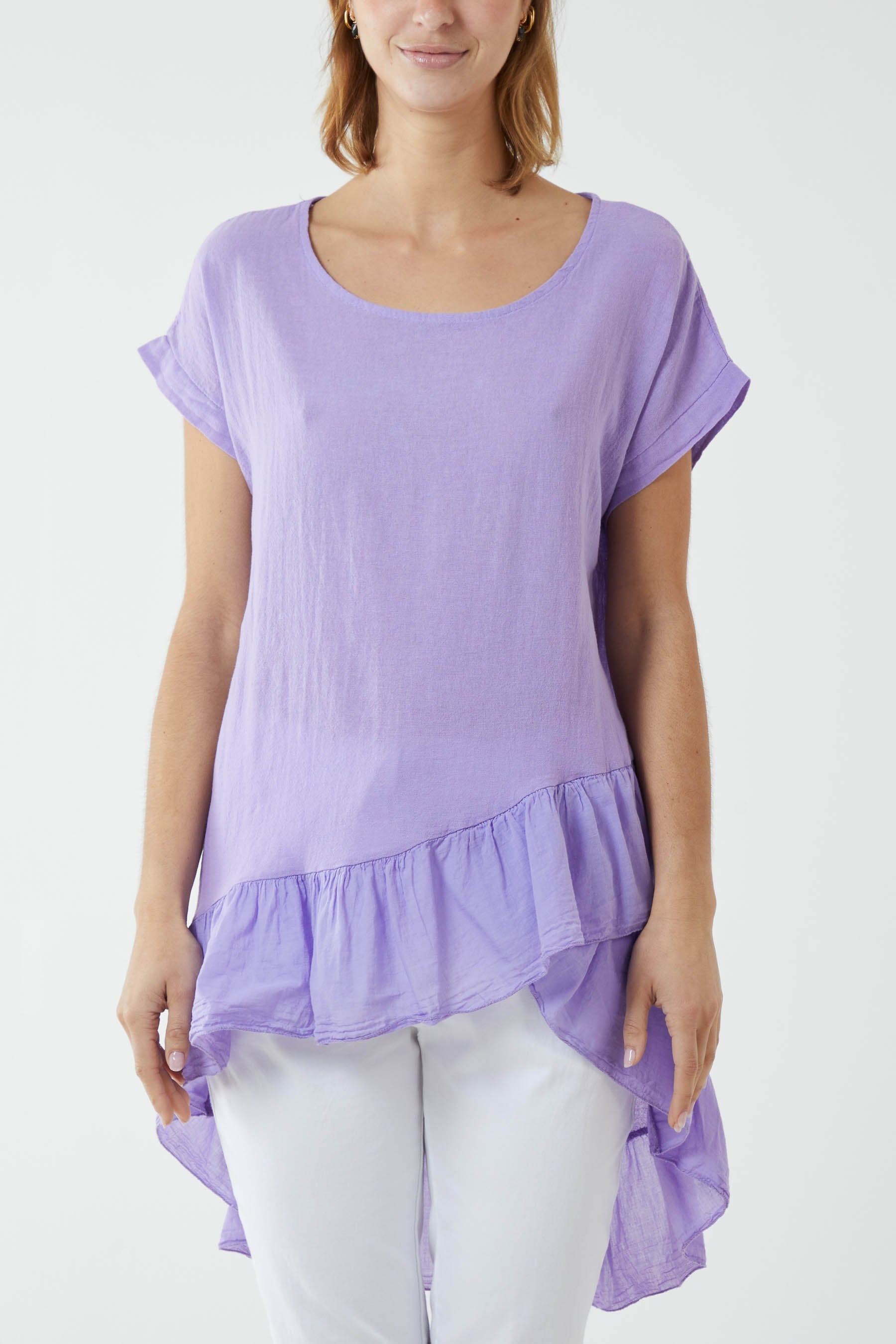 Oversized Dip Hem Cotton Blouse For Women  - Dropwear