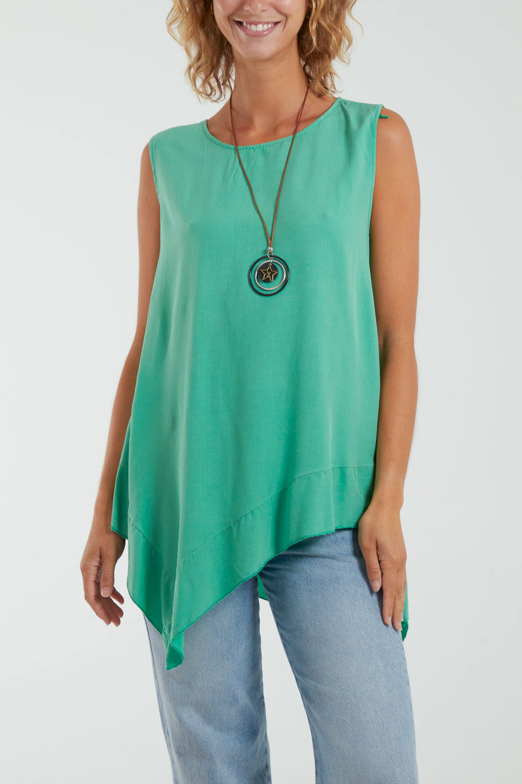 Lemon Sleeveless Asymmetric Frill Hem Necklace Top For Women ONE SIZE - Dropwear