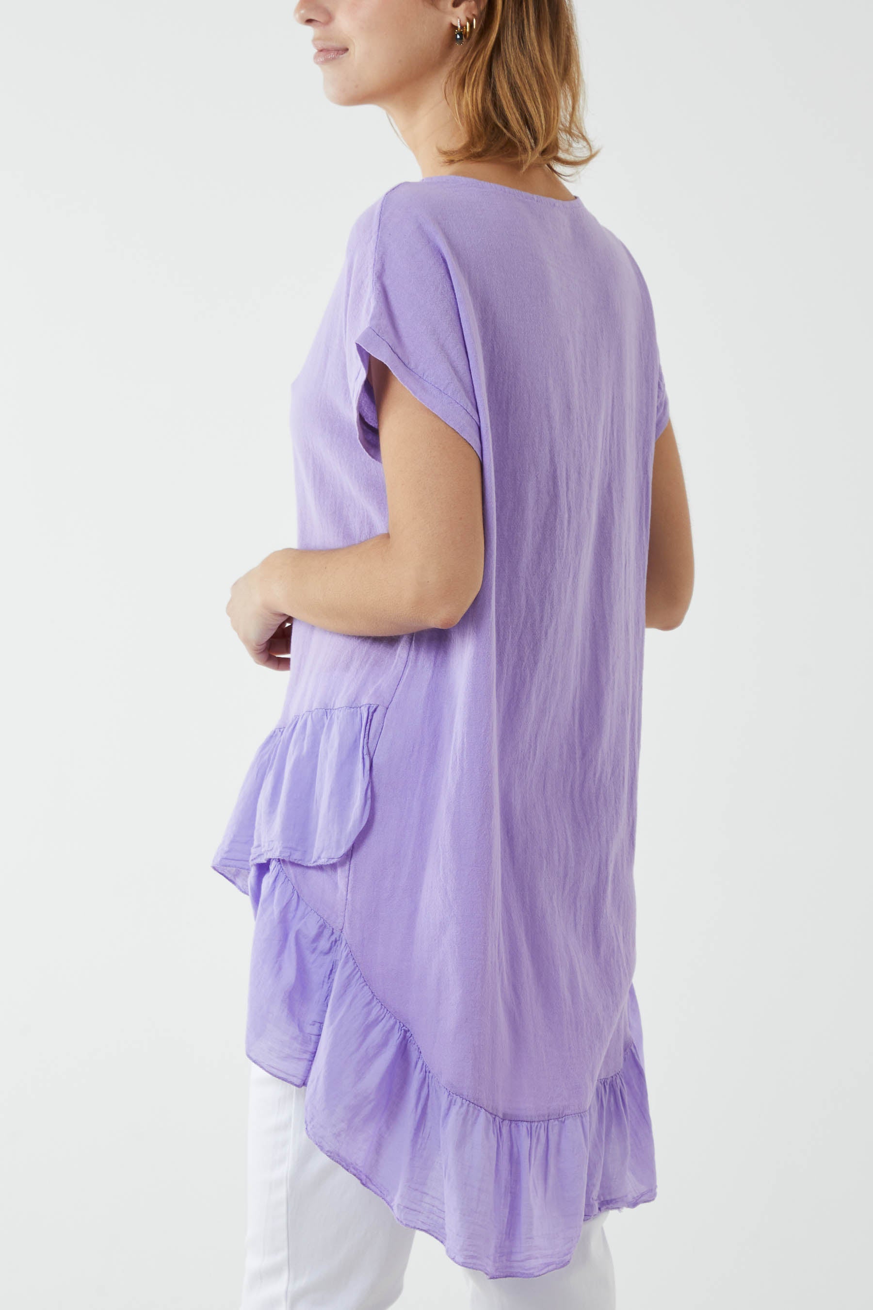 Oversized Dip Hem Cotton Blouse For Women  - Dropwear