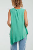 Light Blue Sleeveless Asymmetric Frill Hem Necklace Top For Women ONE SIZE - Dropwear