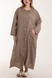 White Oversized Button Through Pocket Shirt Dress For Women ONE SIZE - Dropwear