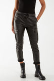 Black Magic Super Stretch PU Coated Cargo Trouser For Women ONE SIZE - Dropwear
