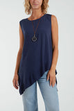 Sleeveless Asymmetric Frill Hem Necklace Top For Women  - Dropwear