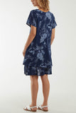 Floral Double Layer Short Sleeve Dress For Women  - Dropwear
