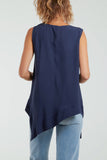 Sleeveless Asymmetric Frill Hem Necklace Top For Women  - Dropwear