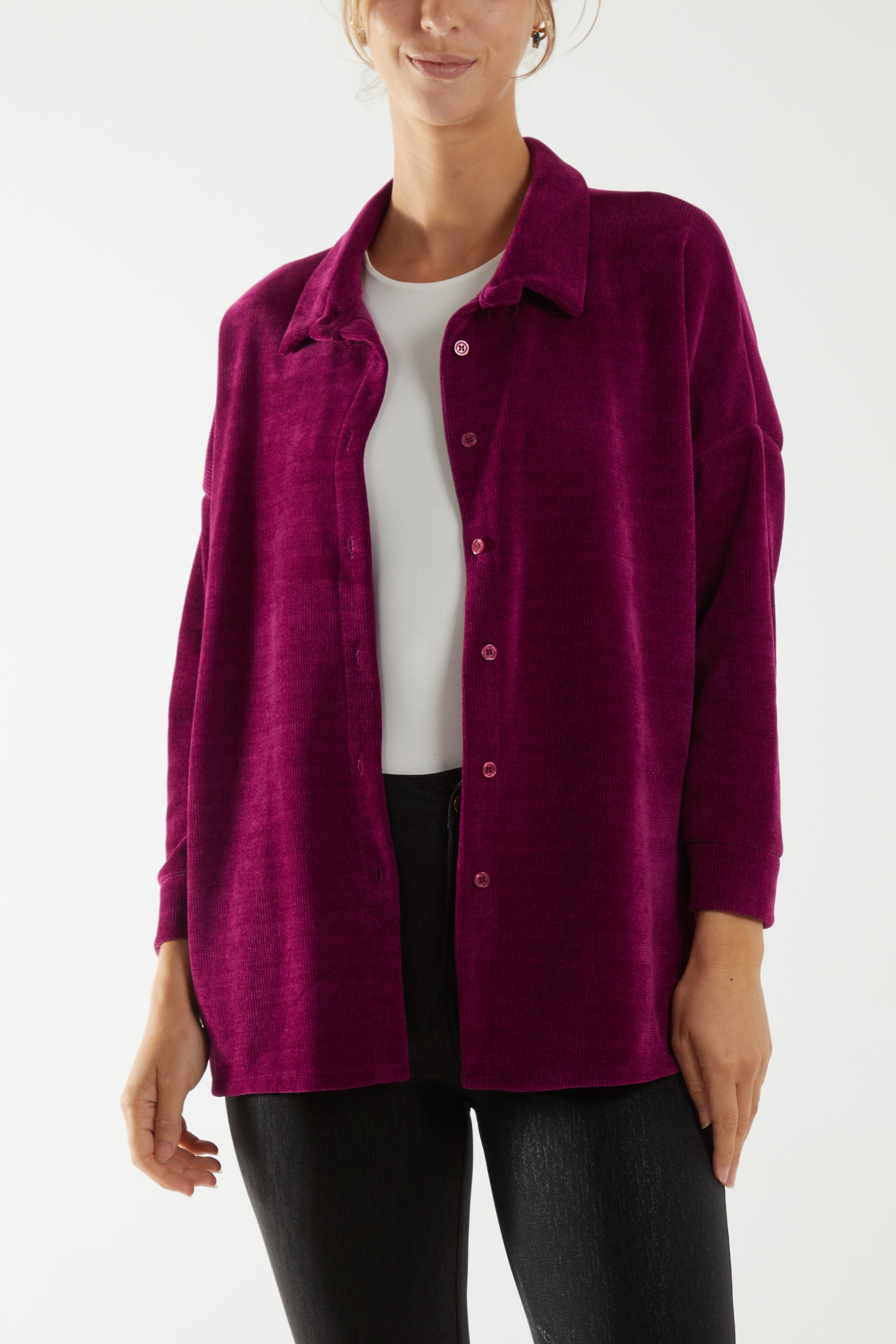 Camel Oversized Corduroy Shirt For Women ONE SIZE - Dropwear