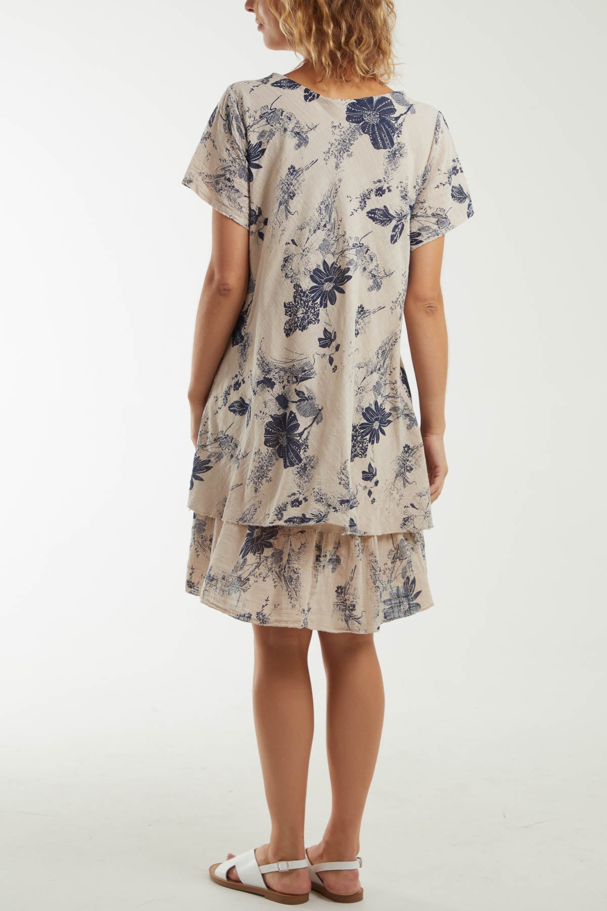 Floral Double Layer Short Sleeve Dress For Women  - Dropwear