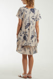 Floral Double Layer Short Sleeve Dress For Women  - Dropwear