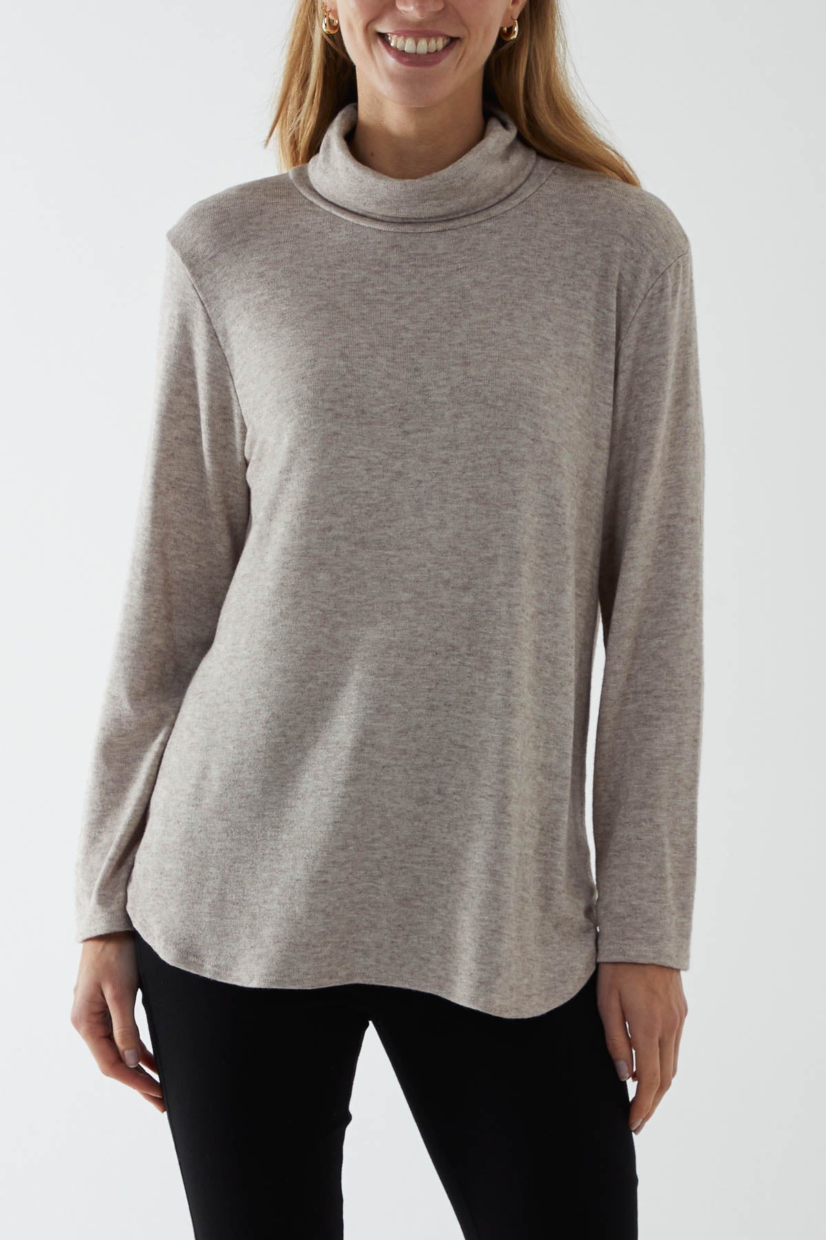 Roll Neck Fine Knit Jumper For Women  - Dropwear