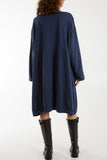 Mocha Round Neck Pocket Tunic Midi Dress For Women ONE SIZE - Dropwear