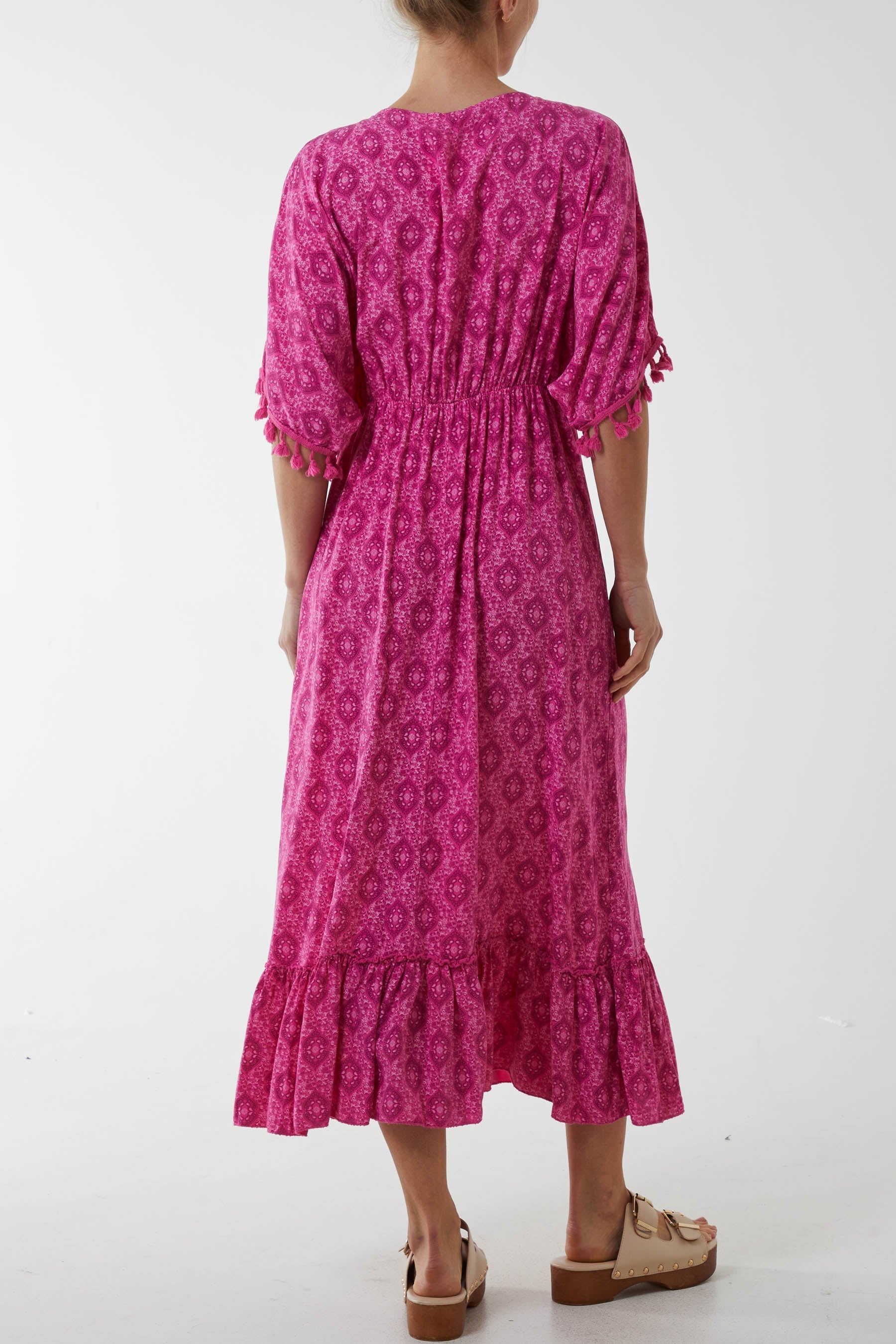 Baroque Floral Tassel Dress For Women  - Dropwear