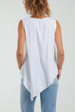 Jade Sleeveless Asymmetric Frill Hem Necklace Top For Women ONE SIZE - Dropwear