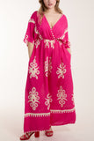 Stone Printed V-Neck Wide Leg Jumpsuit For Women ONE SIZE - Dropwear