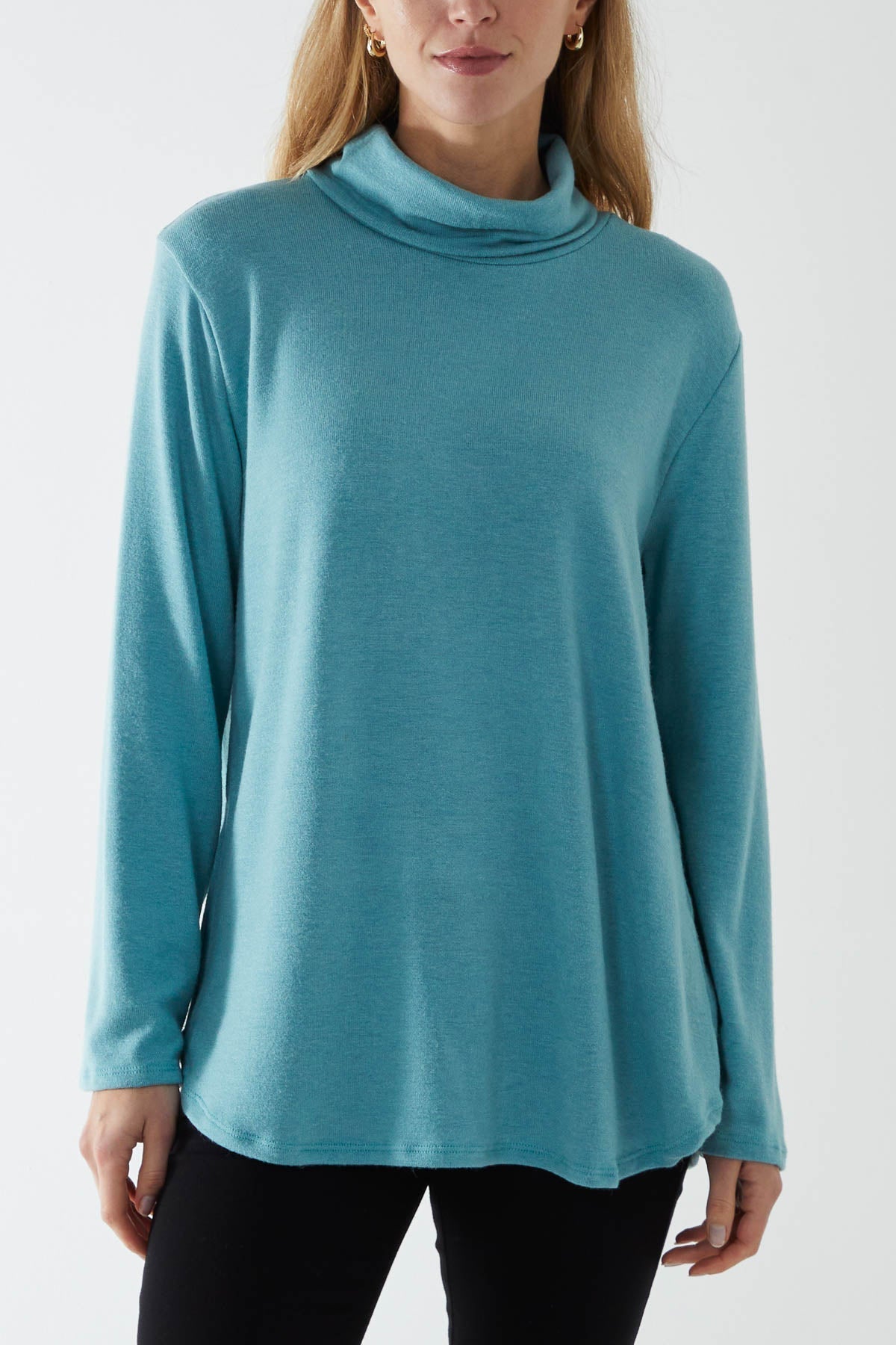 Roll Neck Fine Knit Jumper For Women  - Dropwear
